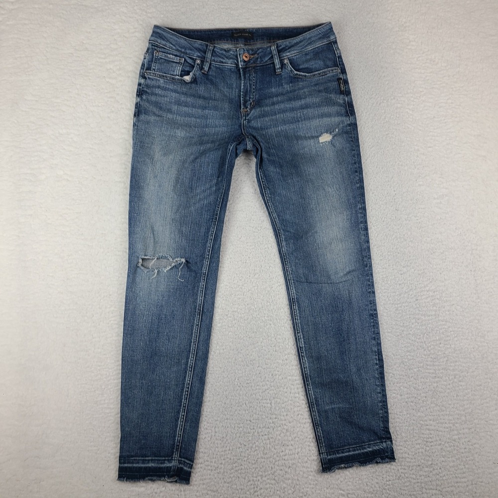 Silver Jeans Womens 30x27 Blue Boyfriend Distress Medium Wash Denim